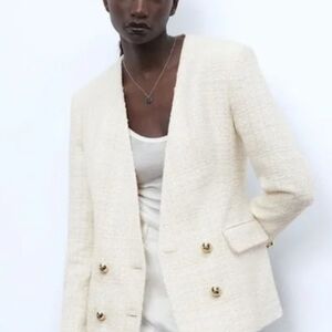 ZARA Women's Cream Blazer Jacket. Size S